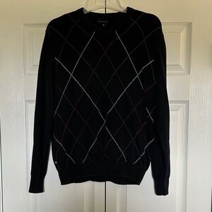 Men's Black Argyle V-Neck Sweater